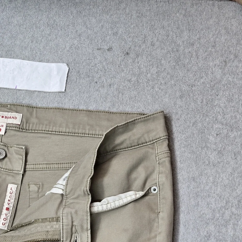 Lucky Brand Men Pants 38X30 Khaki Chino Twill 121 Slim Straight Button Zipper